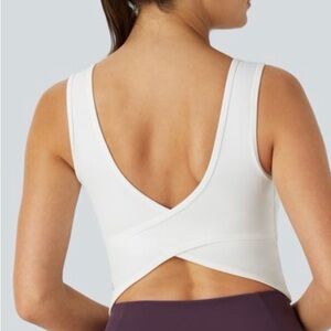 Halara White U Neck Crossover Barre Ballet Dance Tank Top